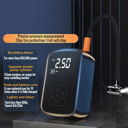 Portable Wireless Tire Inflator Pump 150 PSI with LED Light