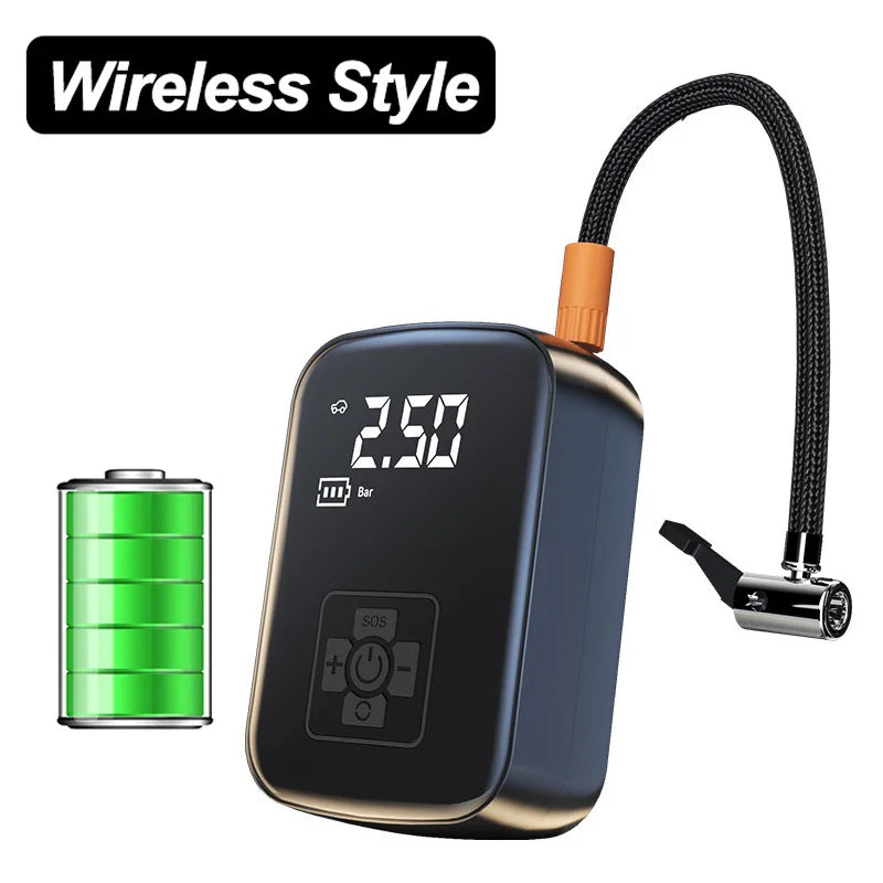 Wireless Style Color Name Portable Wireless Tire Inflator Pump 150 PSI with LED Light