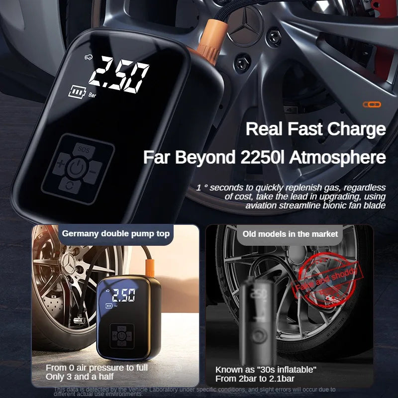Portable Wireless Tire Inflator Pump 150 PSI with LED Light